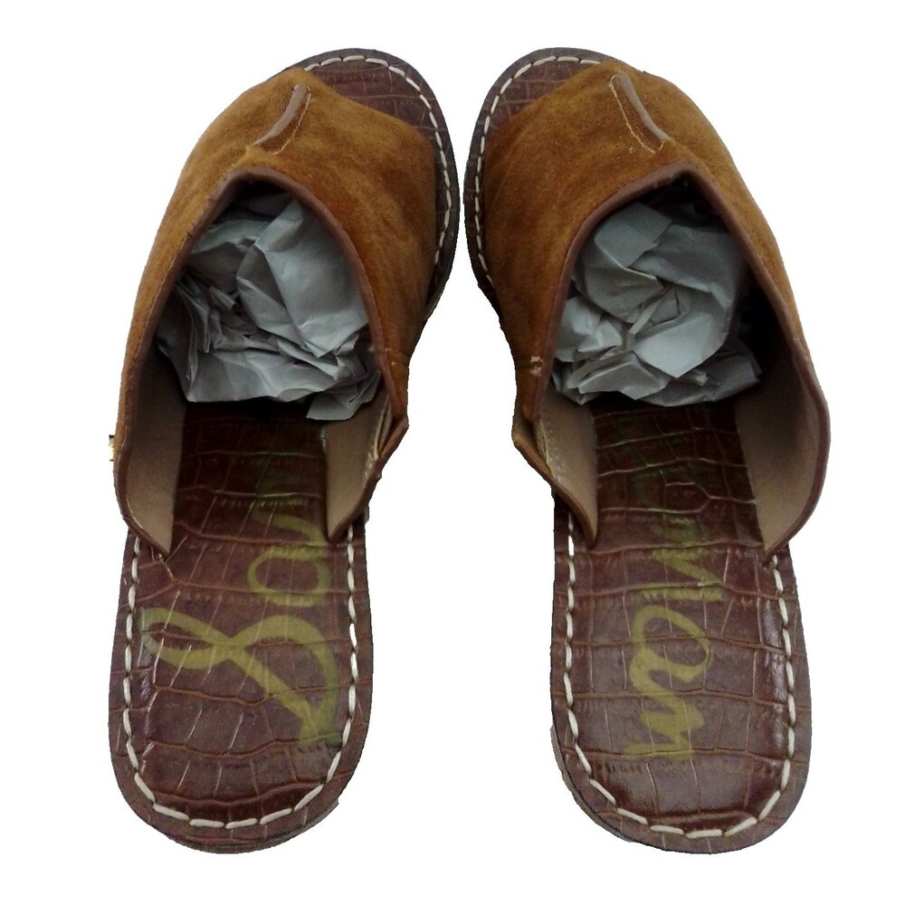 Sam Edelman Ranger Cork Platform Open Toe Suede Top Logo Slip -On Sandals 7.5 - Picture 5 of 9